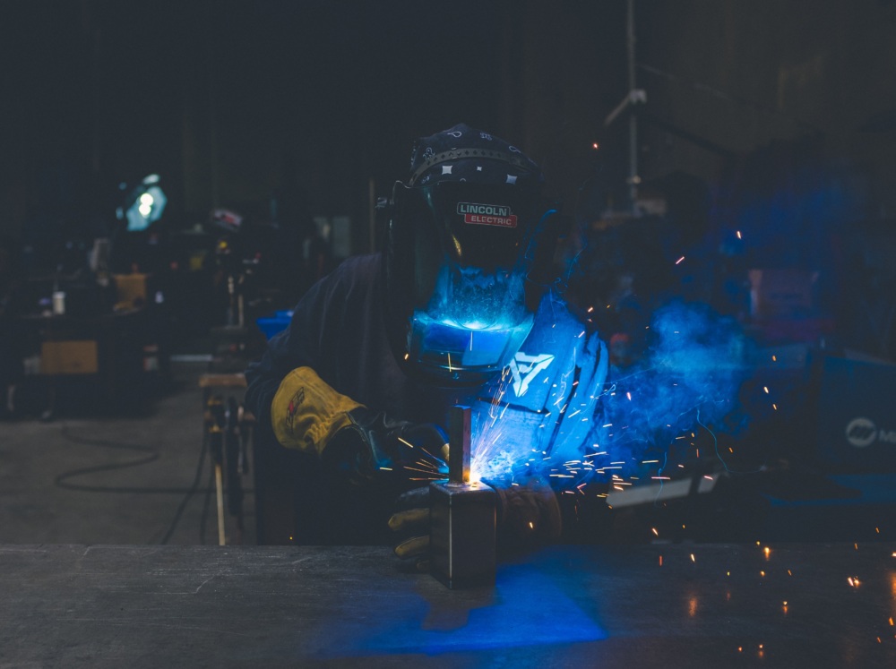 Man using welding equipment